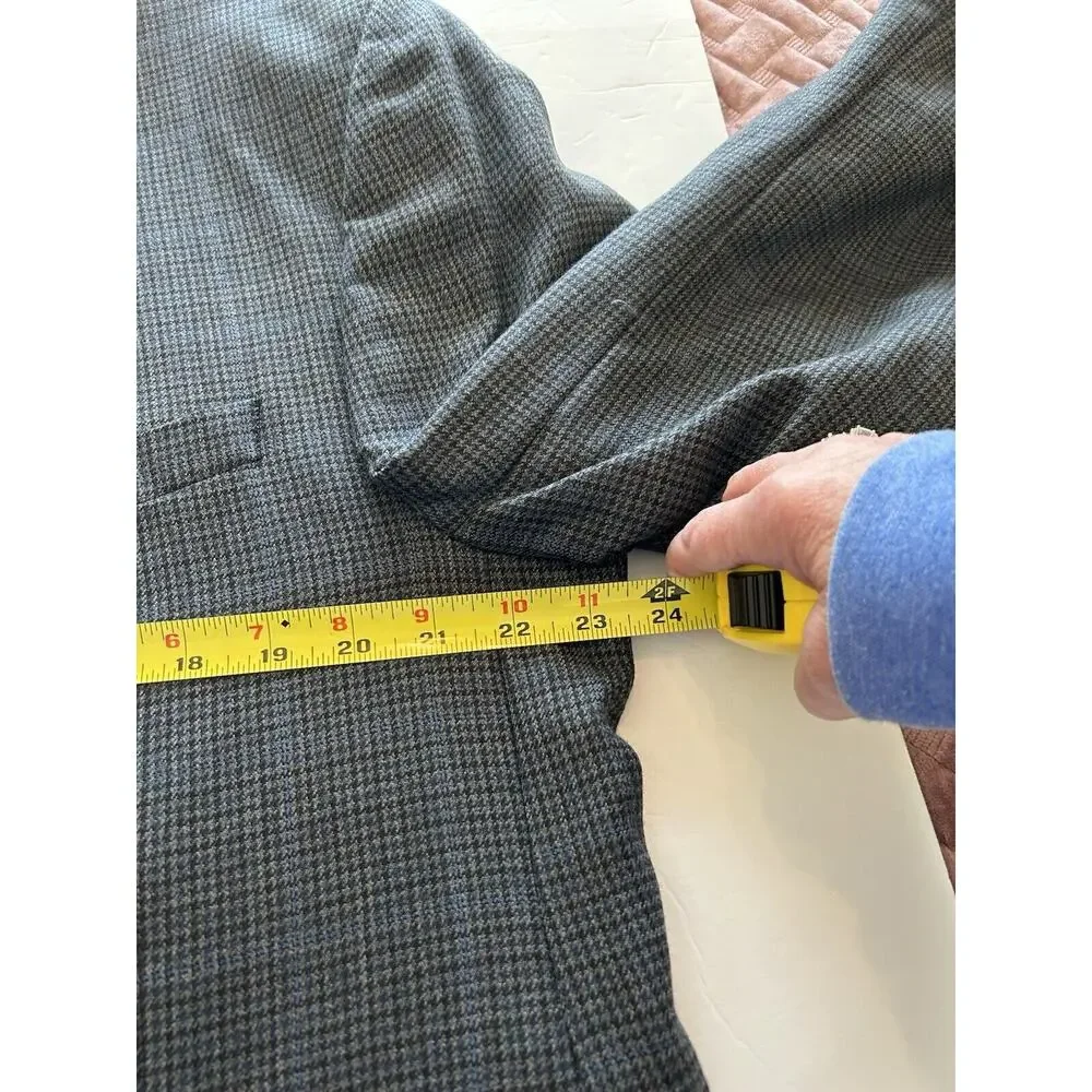 Lauren‎ Ralph Lauren 42R 100% Wool Men’s Blazer Gray Blue Houndstooth Sport Coat